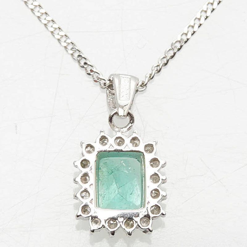 Platinum Emerald Pendant Necklace
