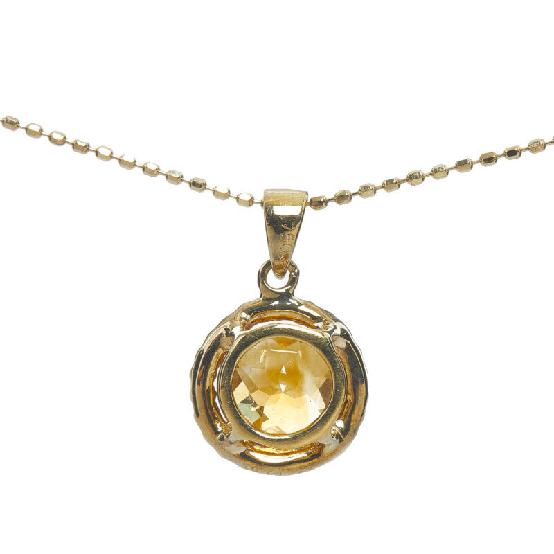 18k Gold Diamond Topaz Pendant Necklace