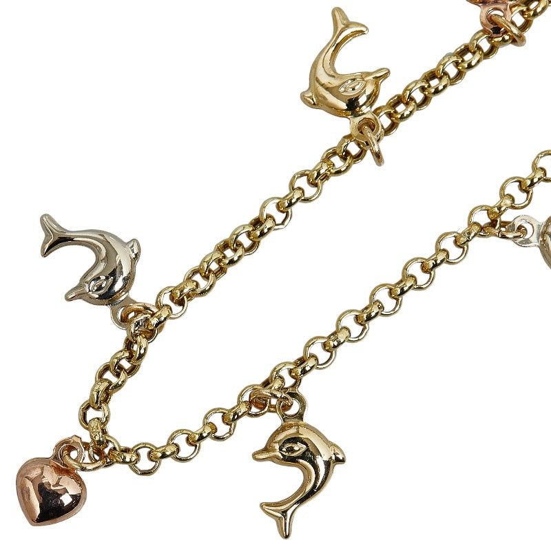 Women's Dolphin-Heart Bracelet in combination of K18YG Yellow Gold and K18WG White Gold (Used)