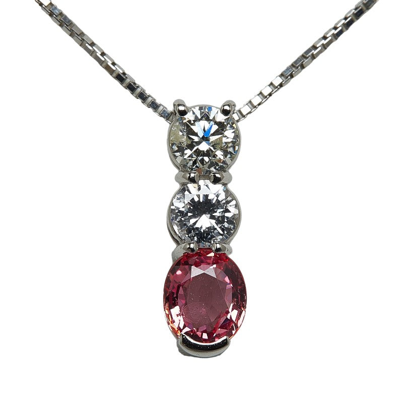 Ladies' Orange Sapphire 0.84ct & Diamond 0.60ct Necklace in Pt900 Platinum & Pt850 Platinum