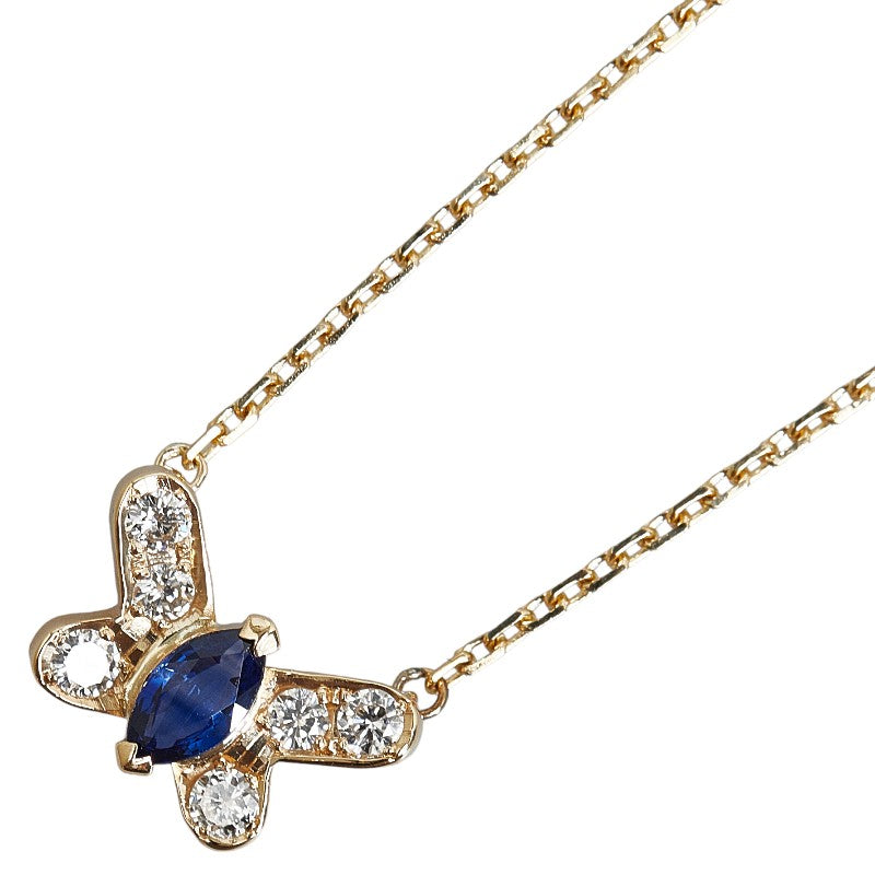 18k Gold Diamond Sapphire Butterfly Pendant Necklace