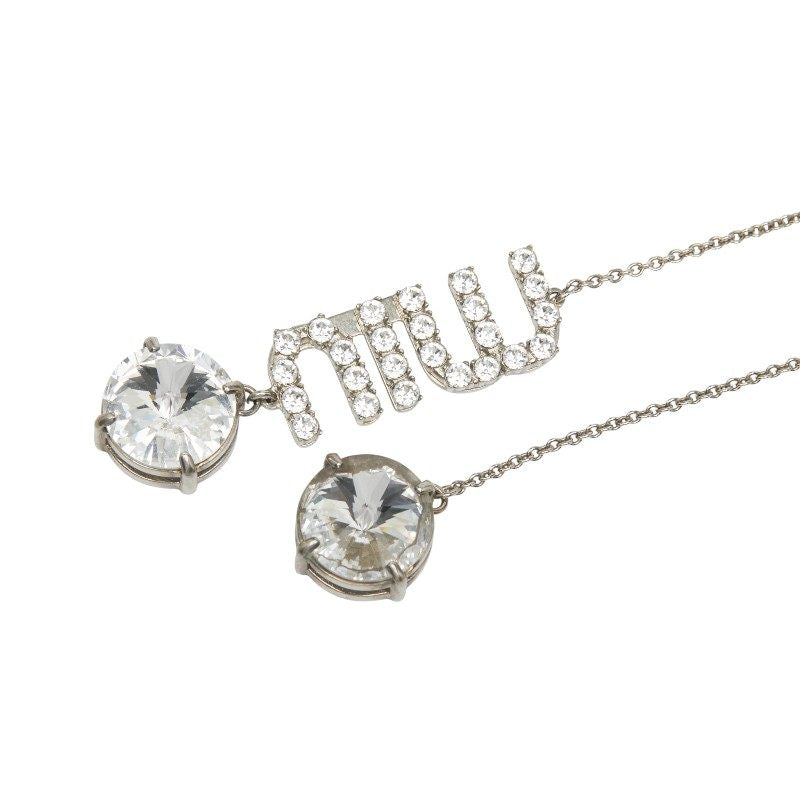 Miu Miu Logo Line Stone Necklace