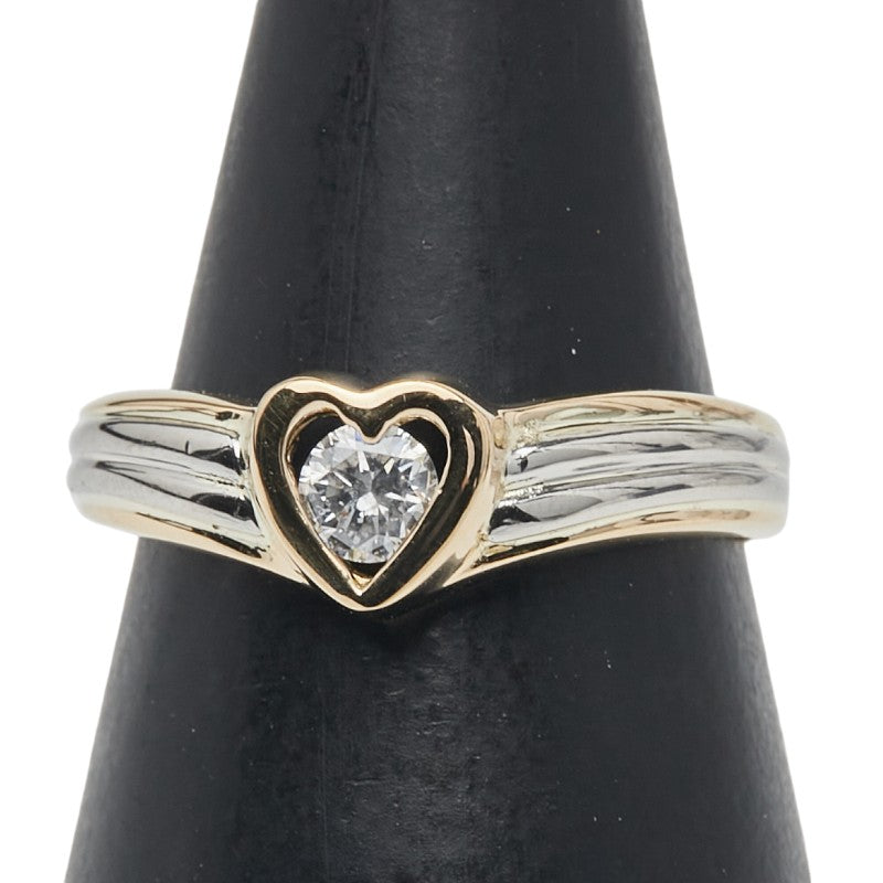 Pt900 Au750 Diamond Heart Ring