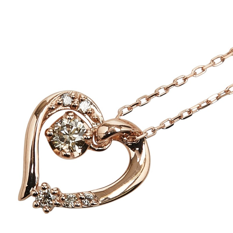 Canal4℃ K10PG Diamond Heart Pendant Necklace