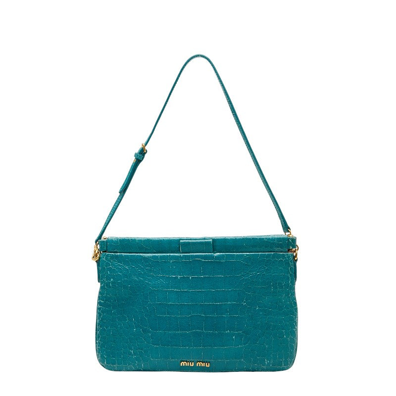 Miu Miu Croco Embossed Leather Shoulder Bag