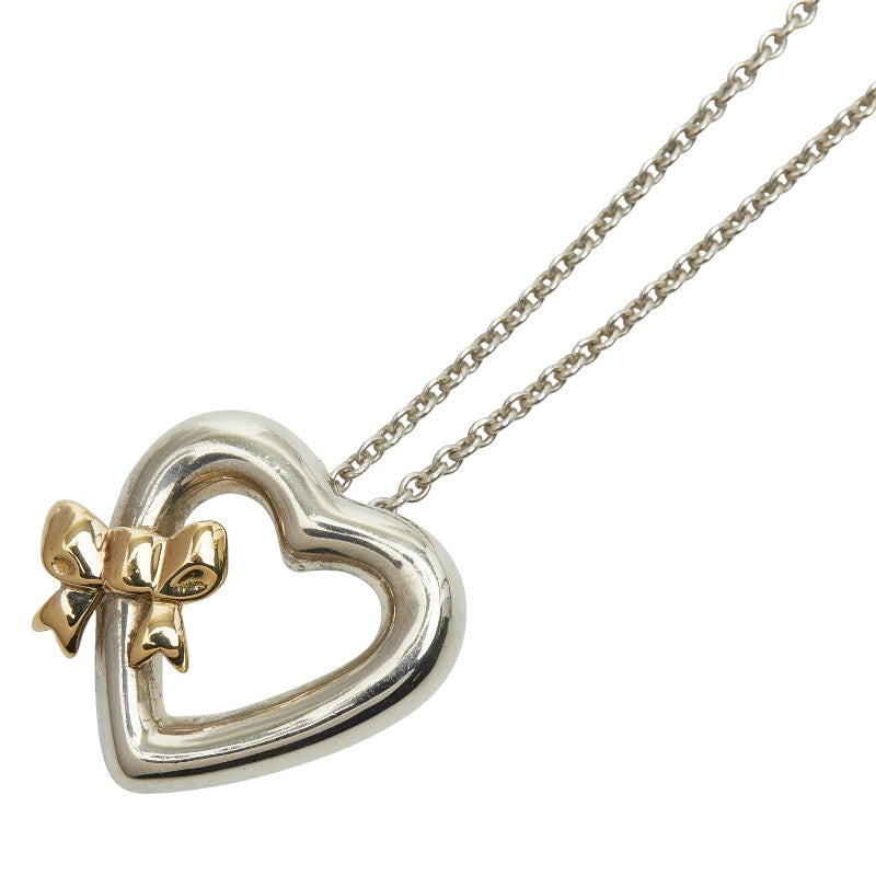 Tiffany Heart Ribbon SV925 Au750 Pendant Necklace