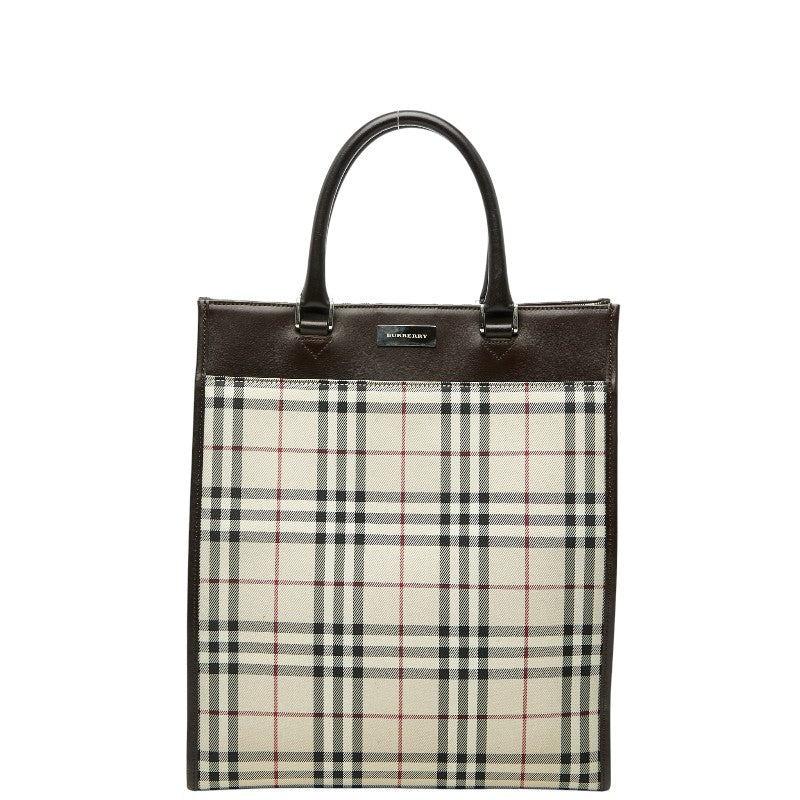 Burberry Nova Check Canvas Leather Tote Bag