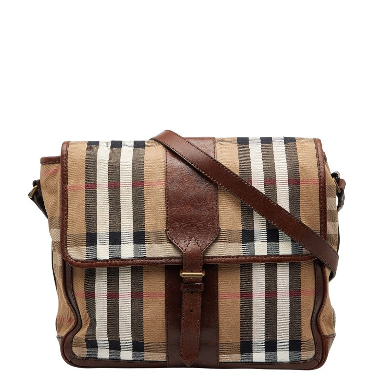 Burberry Nova Check Canvas Leather Shoulder Bag