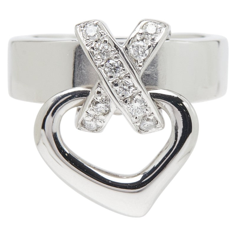 Au750 White Gold Diamond Heart Cross Ring