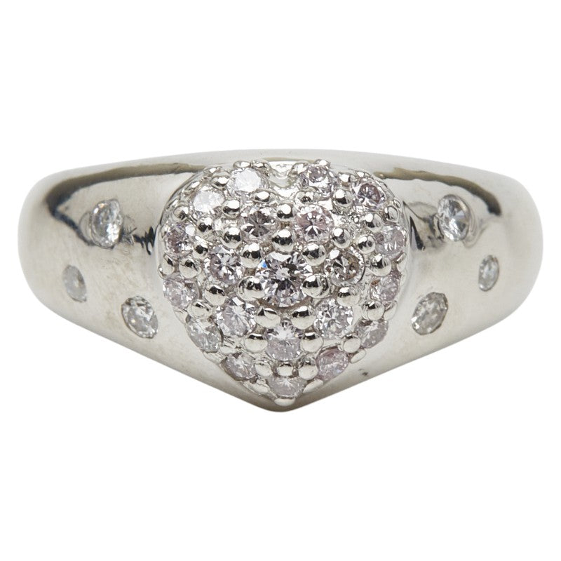 Pt900 Platinum Diamond Heart Motif Ring