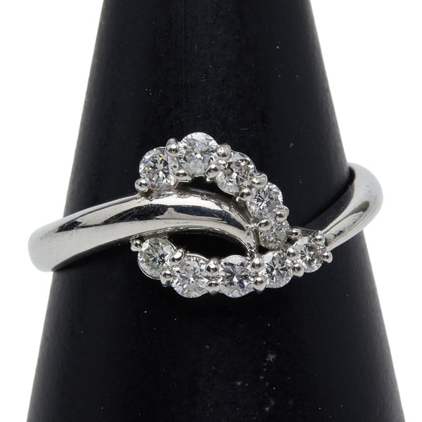 Pt900 Platinum Heart Diamond Ring