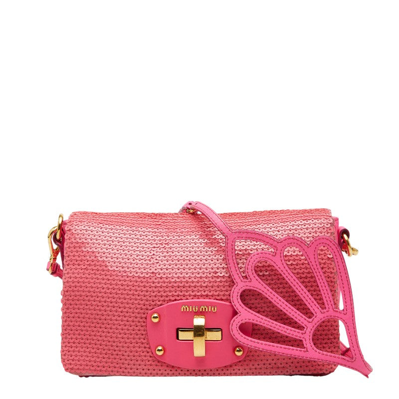MIU MIU Leather Sequin Shoulder Bag