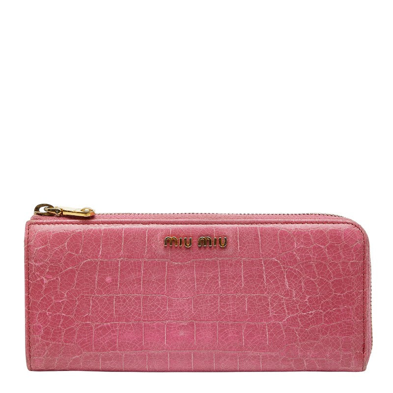 MIUMIU Croco Embossed Leather Long Wallet – LuxUness