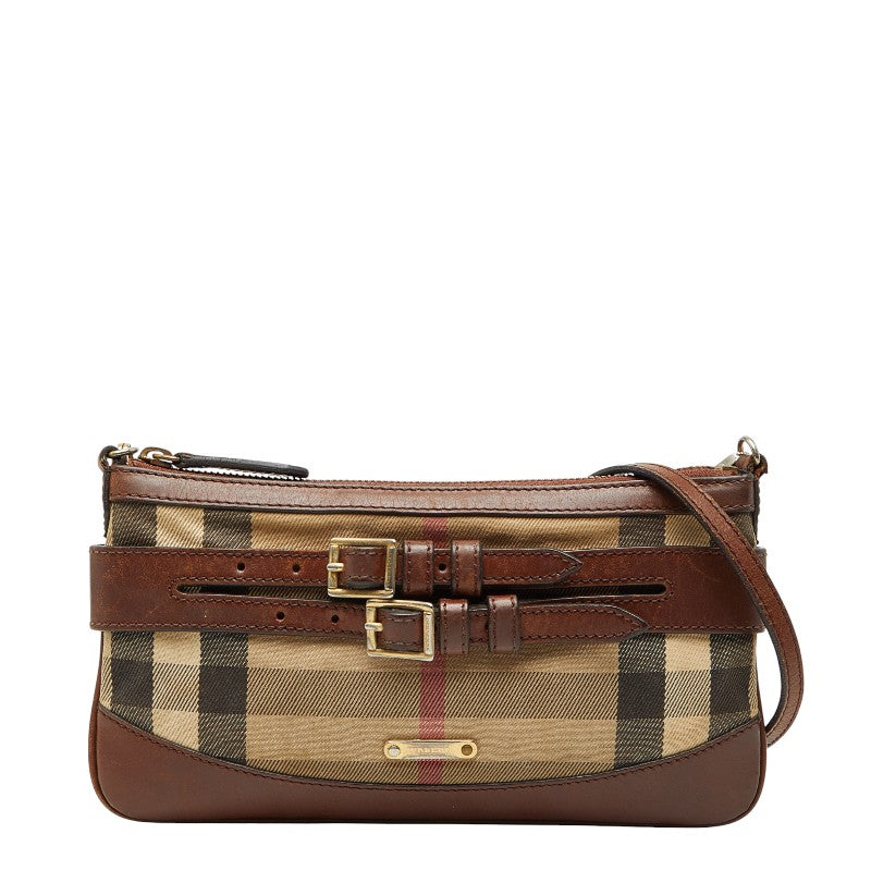 Burberry Nova Check Canvas Leather Shoulder Bag