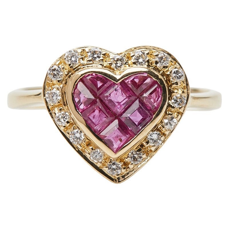 Au750 Ruby Diamond Heart Ring