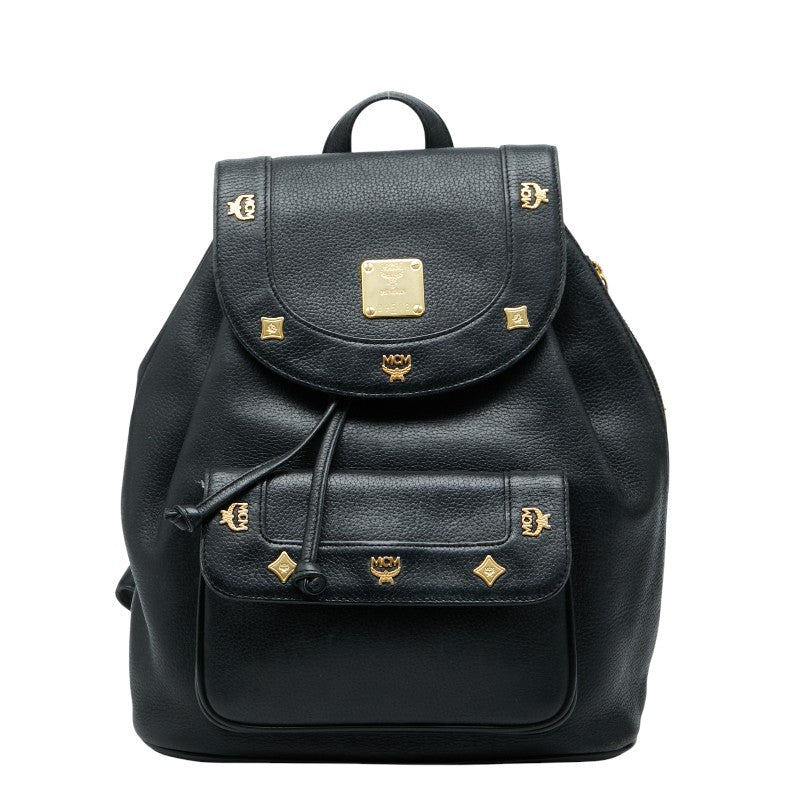 MCM Logo Studs Leather Backpack