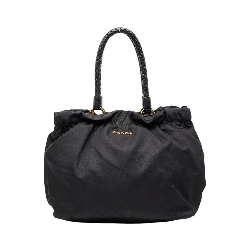 Prada Nylon Leather Tote Bag