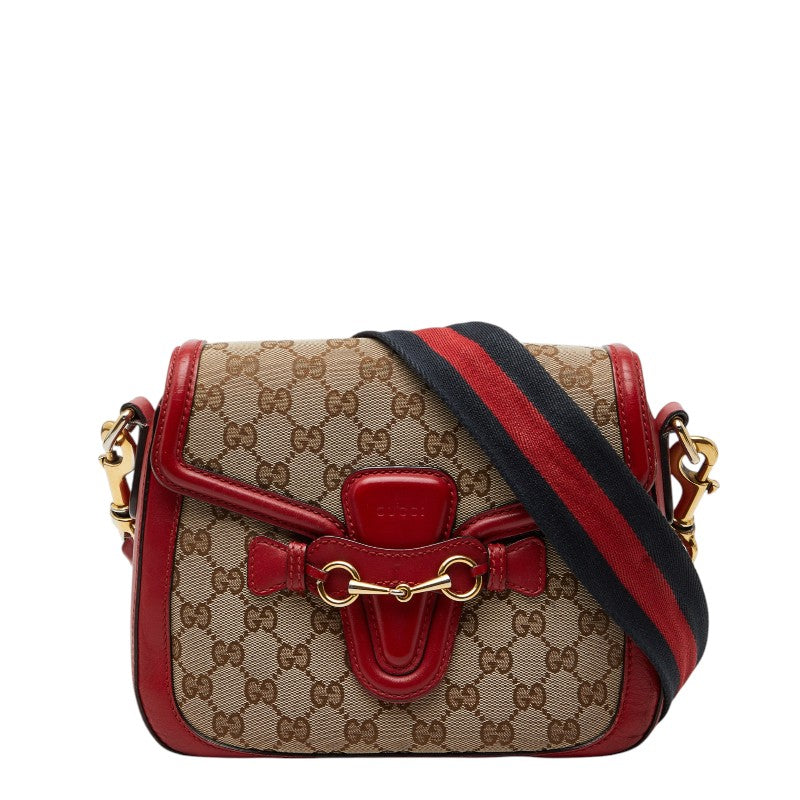 Gucci GG Canvas Sheline Line Canvas Leather Shoulder Bag
