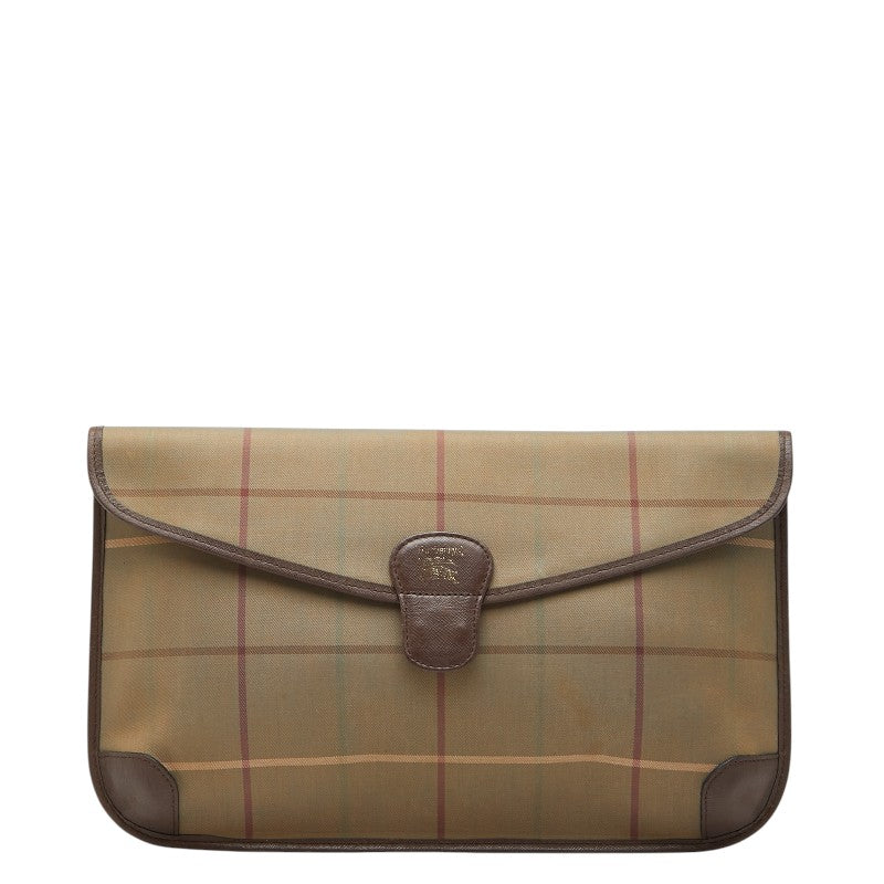 Burberry Leather Canvas Clutch Bag