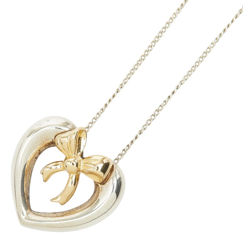 Tiffany & Co. Heart Ribbon Au750 Silver Necklace