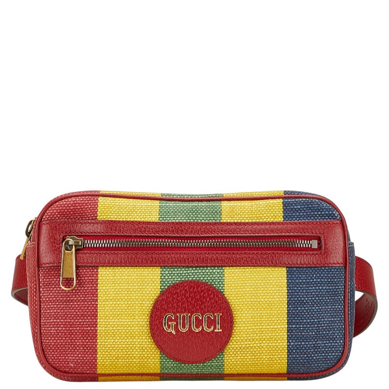 Gucci By The Sea Stripe Canvas Leather Waist Bag