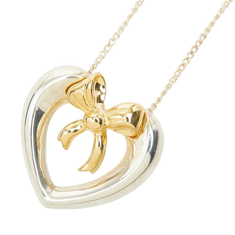 Tiffany&Co. Heart Ribbon Silver Au750 Necklace