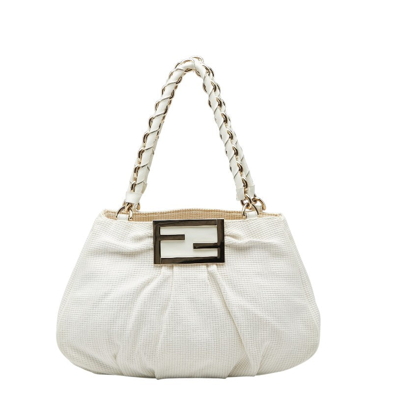 Fendi Mia Canvas Patent Leather Handbag
