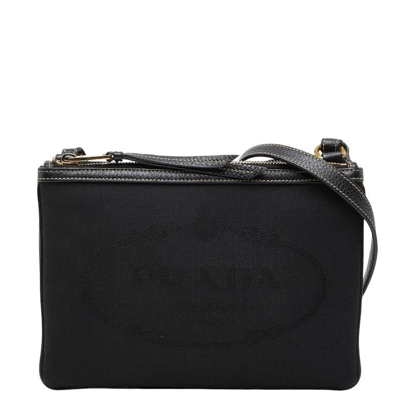 Prada Logo Jacquard Canvas Shoulder Bag