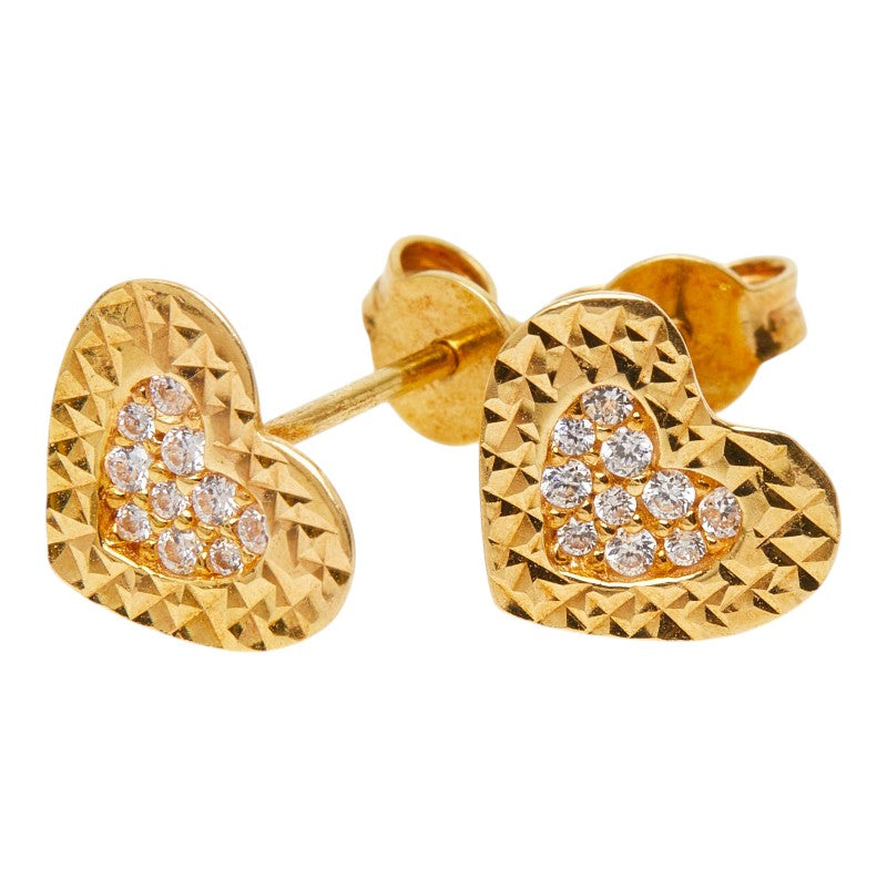 Au750 Cubic Zirconia Heart Earrings