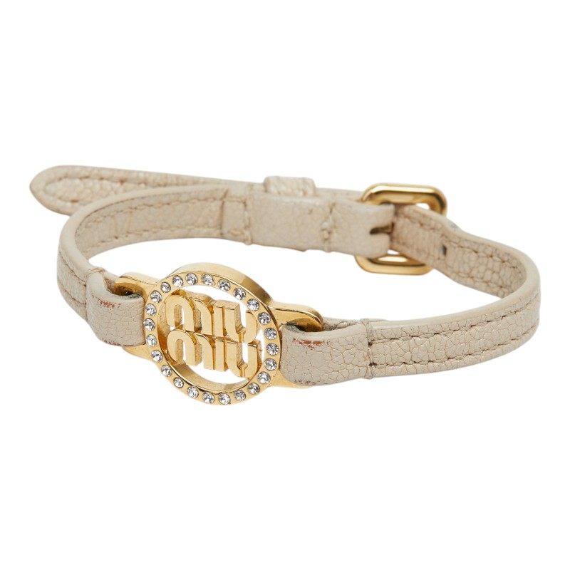 Miu Miu Logo Leather Bracelet