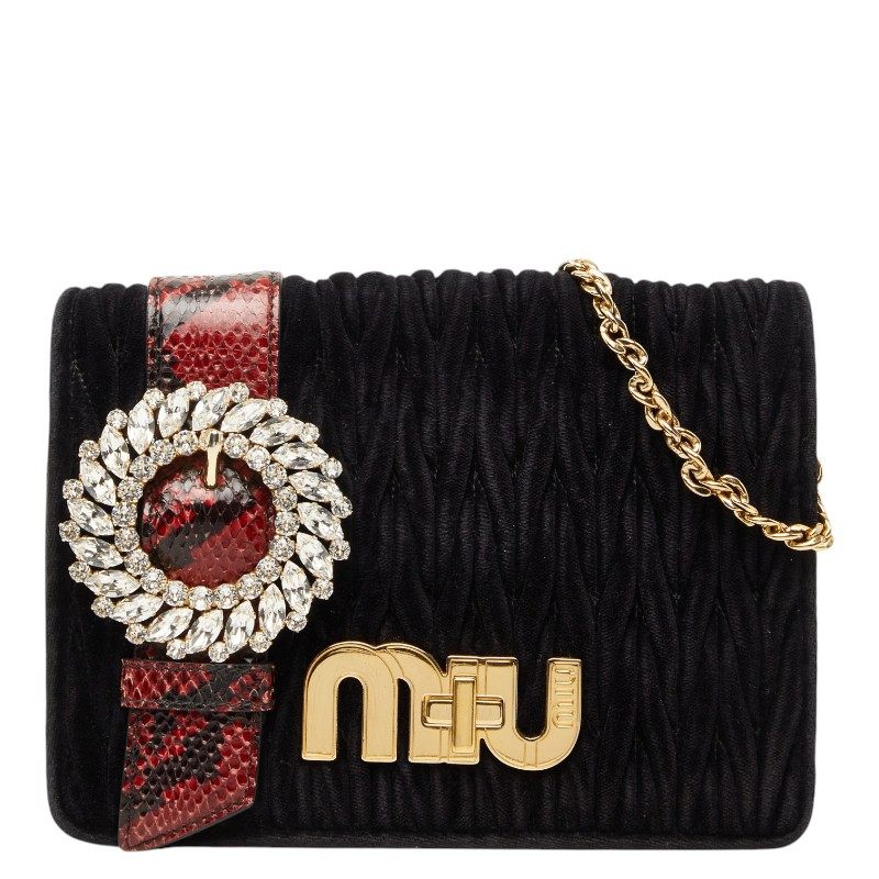 Miu Miu Matelasse Bijou Velvet Leather Shoulder Bag