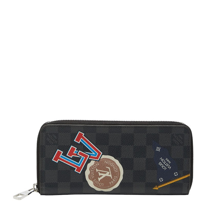 Louis Vuitton Zippy Wallet Vertical Damier Graphite Stickers Long Wallet