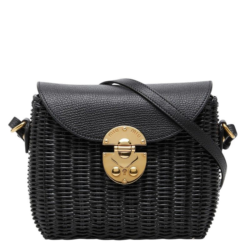 Miu Miu Leather Wicker Shoulder Bag