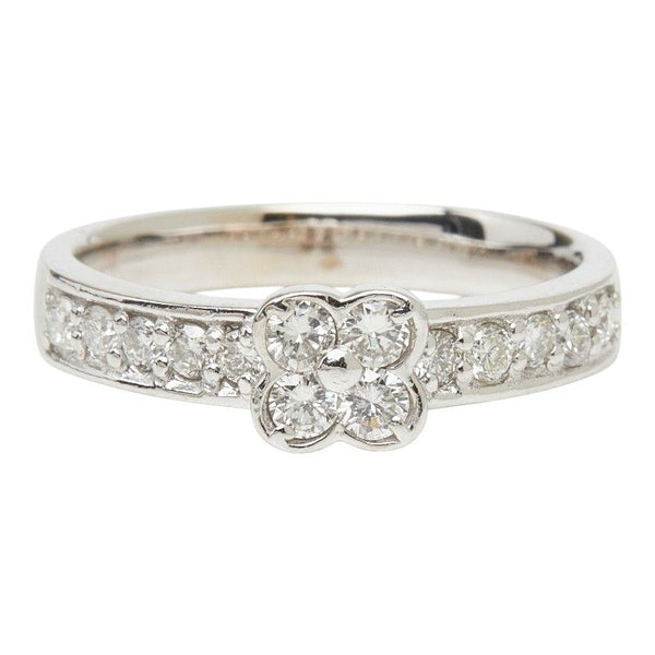 Ponte Vecchio Au750 White Gold Diamond Clover Ring
