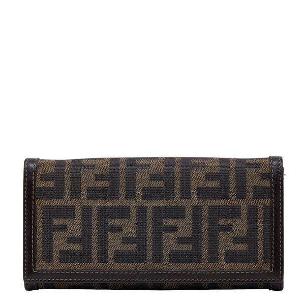 Fendi Zucca Canvas Leather Long Wallet
