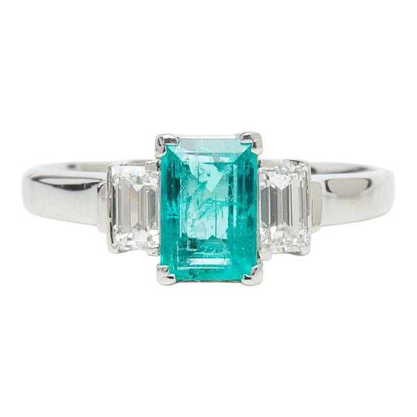 Platinum Emerald Diamond Ring