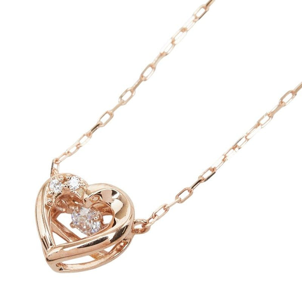 4℃ K10PG Diamond Heart Dancing Pendant Necklace