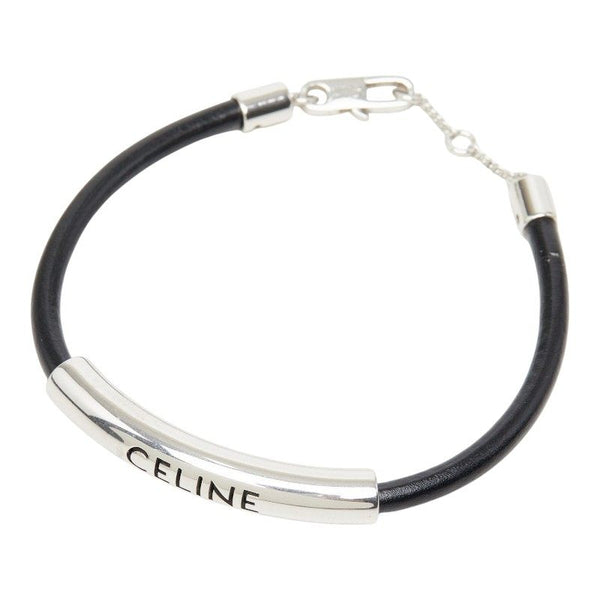 CELINE Logo Leather Metal Bracelet