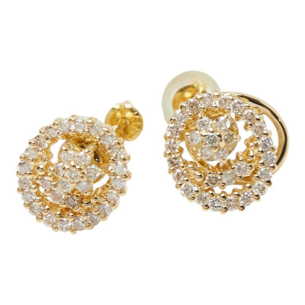Au750 Diamond Flower Swing Pierced Earrings
