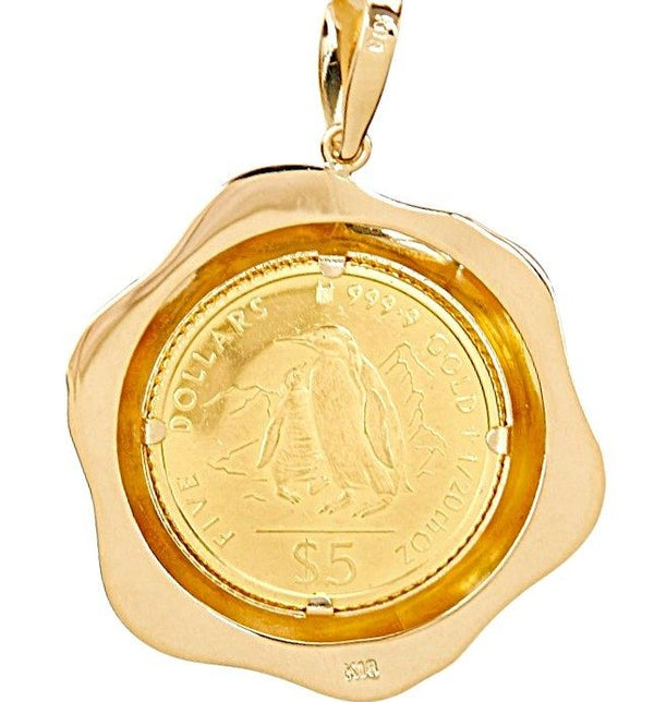 Au750 Au999 Penguin Gold Coin Pendant