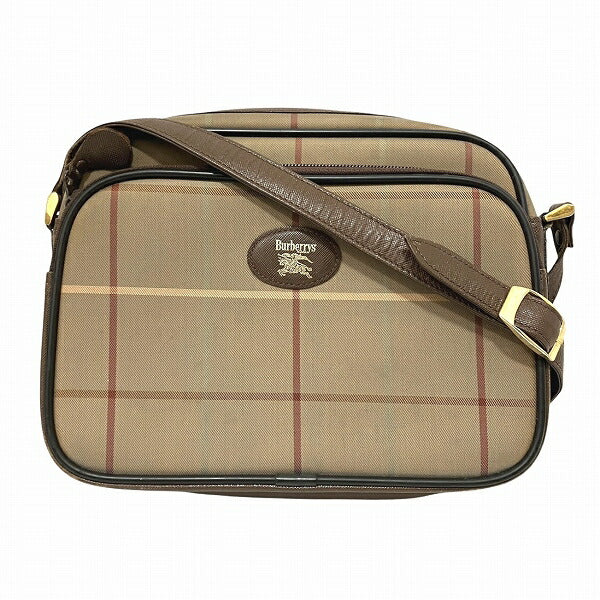Burberry Check Canvas Leather Shoulder Bag