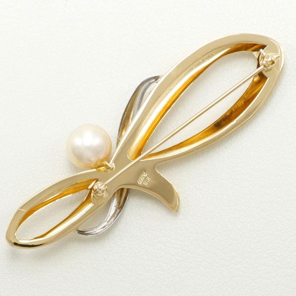 Woman's PT900 Platinum & 18K Yellow Gold Brooch with Pearl, Total Weight Approximately 6.0g - Preowned