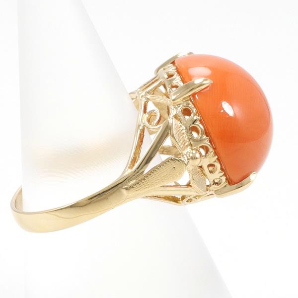 Ladies' 18K Yellow Gold Coral Ring, Size 12.5, Approx. Weight 6.1g