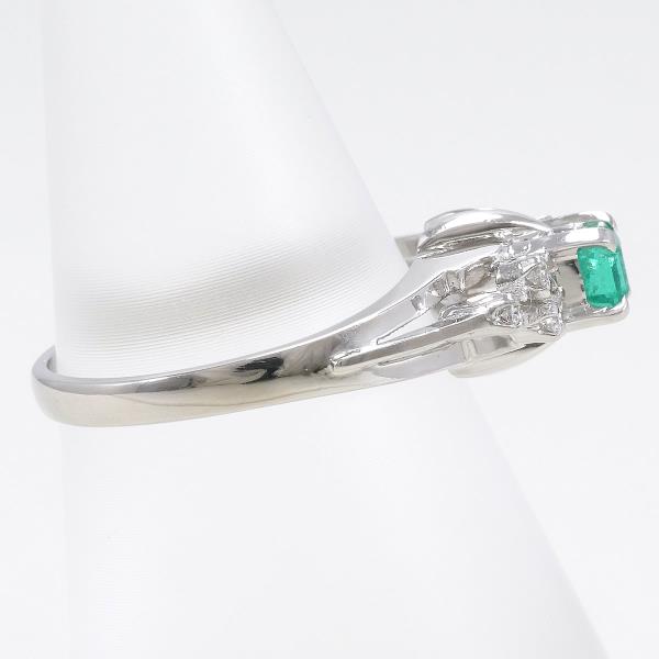 Ladies' Platinum PT900 Ring featuring 0.27 ct Emerald and Diamond, Size 10.5, Approx. Weight 4.1g