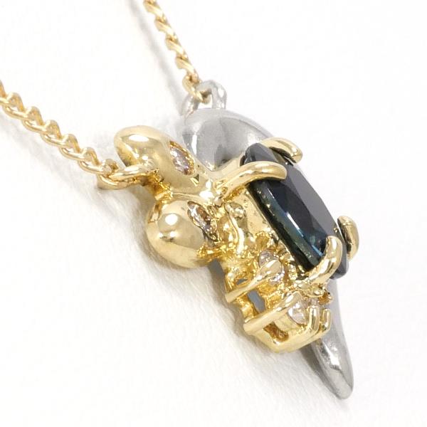 Design Necklace with 0.55ct Sapphire and 0.05ct Diamond in Pt850 and K18 Yellow Gold, for Women