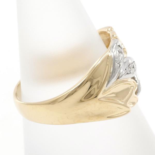 Leap Motif Ring in Platinum PT900/K18 Yellow Gold with Diamond, Size 11 for Women