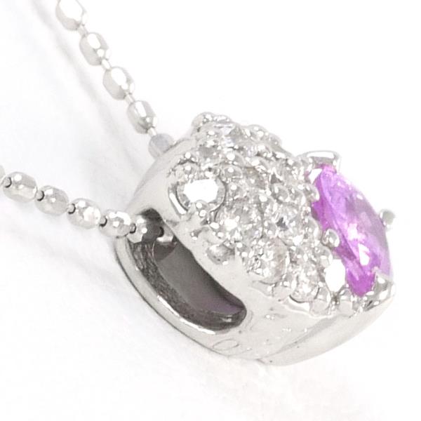 Heart Motif Necklace, PS0.30ct and D0.15ct, Pink Sapphire, Women's.
