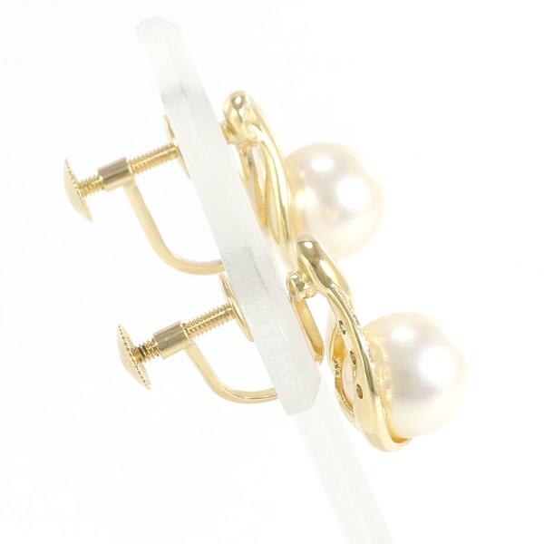 Ladies' 18K Yellow Gold, Pearl, and Diamond Earrings (0.08ct in total), Approximate Weight 6.3g, K18 Gold Material