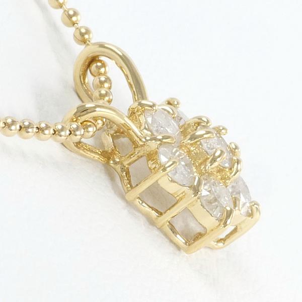 Floral Motif Necklace, D0.50ct, K18 Yellow Gold with Diamonds, Women's