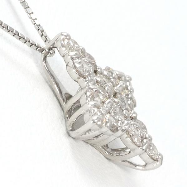 Platinum PT900 and PT850 Diamond Necklace, Diamond 0.50ct, Weight 2.4g, Length 40cm, Women's Silver